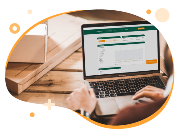 Laptop met myparcel website open.